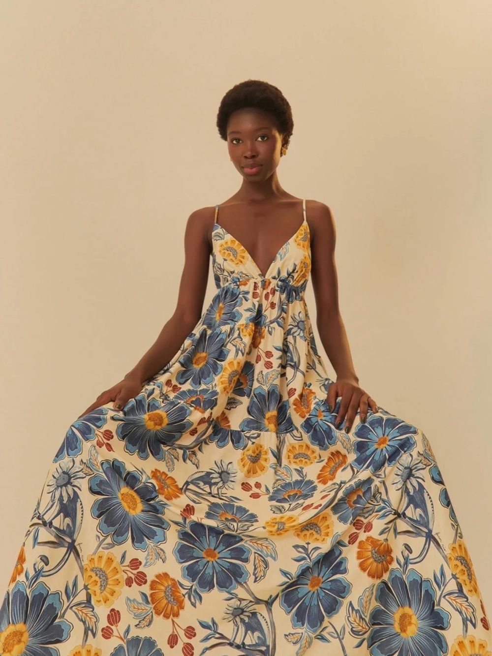 FARM Rio Blue, White & Yellow Floral Maxi Dress - Picture 2 of 8